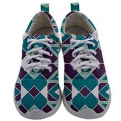 Teal And Plum Geometric Pattern Mens Athletic Shoes