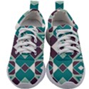 Teal and Plum Geometric Pattern Kids Athletic Shoes View1