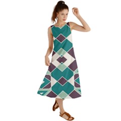 Teal And Plum Geometric Pattern Summer Maxi Dress by mccallacoulture