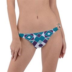 Teal And Plum Geometric Pattern Ring Detail Bikini Bottom by mccallacoulture