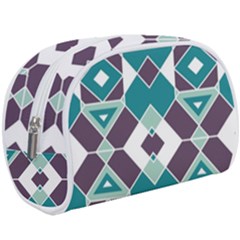 Teal And Plum Geometric Pattern Makeup Case (large)