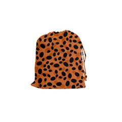 Orange Cheetah Animal Print Drawstring Pouch (small) by mccallacoulture