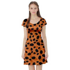 Orange Cheetah Animal Print Short Sleeve Skater Dress by mccallacoulture