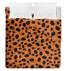 Orange Cheetah Animal Print Duvet Cover Double Side (queen Size) by mccallacoulture