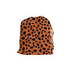 Orange Cheetah Animal Print Drawstring Pouch (medium) by mccallacoulture