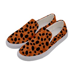 Orange Cheetah Animal Print Women s Canvas Slip Ons by mccallacoulture