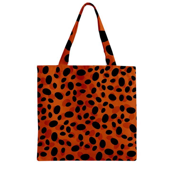 Orange Cheetah Animal Print Zipper Grocery Tote Bag