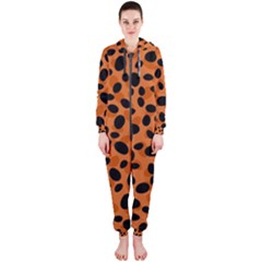 Orange Cheetah Animal Print Hooded Jumpsuit (ladies)  by mccallacoulture