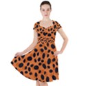 Orange Cheetah Animal Print Cap Sleeve Midi Dress View1