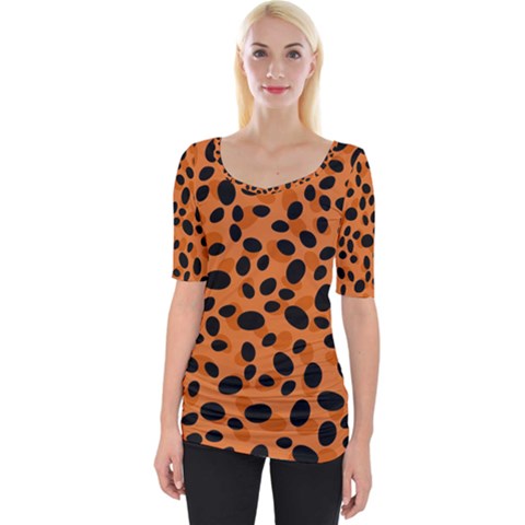 Orange Cheetah Animal Print Wide Neckline Tee by mccallacoulture