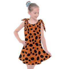 Orange Cheetah Animal Print Kids  Tie Up Tunic Dress by mccallacoulture