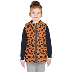 Orange Cheetah Animal Print Kids  Hooded Puffer Vest