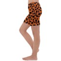 Orange Cheetah Animal Print Kids  Lightweight Velour Capri Yoga Leggings View2