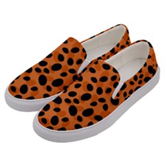 Orange Cheetah Animal Print Men s Canvas Slip Ons by mccallacoulture