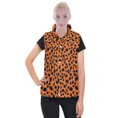 Orange Cheetah Animal Print Women s Button Up Vest