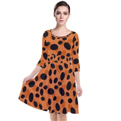 Orange Cheetah Animal Print Quarter Sleeve Waist Band Dress by mccallacoulture