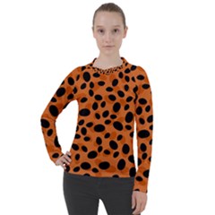 Orange Cheetah Animal Print Women s Pique Long Sleeve Tee