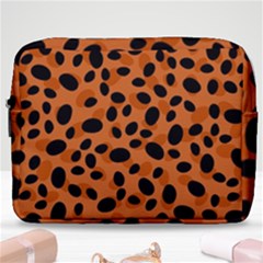 Orange Cheetah Animal Print Make Up Pouch (large) by mccallacoulture