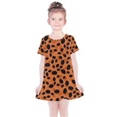 Orange Cheetah Animal Print Kids  Simple Cotton Dress