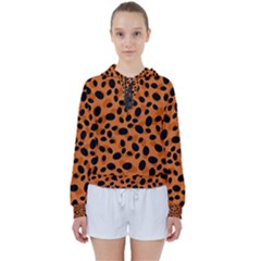 Orange Cheetah Animal Print Women s Tie Up Sweat