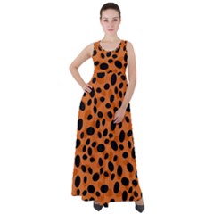 Orange Cheetah Animal Print Empire Waist Velour Maxi Dress by mccallacoulture