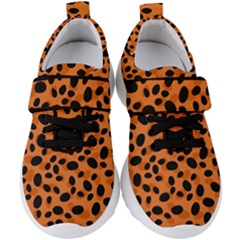 Orange Cheetah Animal Print Kids  Velcro Strap Shoes by mccallacoulture