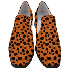 Orange Cheetah Animal Print Women Slip On Heel Loafers by mccallacoulture