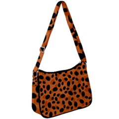 Orange Cheetah Animal Print Zip Up Shoulder Bag by mccallacoulture