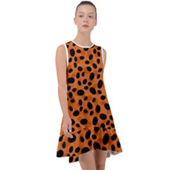 Orange Cheetah Animal Print Frill Swing Dress