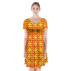 Rby-b-7-5 Short Sleeve V-neck Flare Dress by ArtworkByPatrick