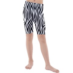 Thin Zebra Animal Print Kids  Mid Length Swim Shorts by mccallacoulture