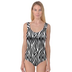 Thin Zebra Animal Print Princess Tank Leotard 