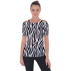 Thin Zebra Animal Print Shoulder Cut Out Short Sleeve Top by mccallacoulture