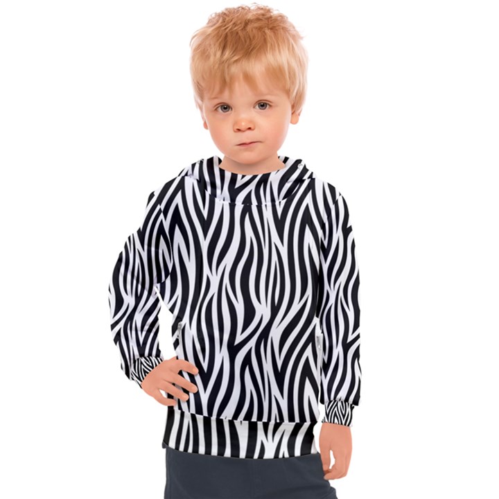 Thin Zebra Animal Print Kids  Hooded Pullover