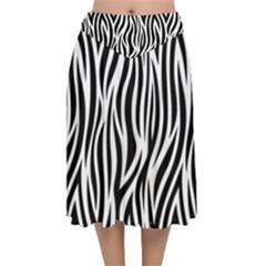 Thin Zebra Animal Print Velvet Flared Midi Skirt