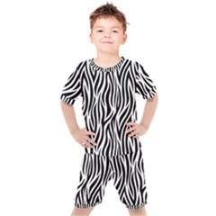 Thin Zebra Animal Print Kids  Tee And Shorts Set by mccallacoulture