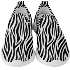 Thin Zebra Animal Print Kids  Slip On Sneakers by mccallacoulture