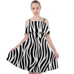 Thin Zebra Animal Print Cut Out Shoulders Chiffon Dress