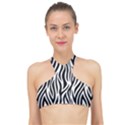 Thin Zebra Animal Print High Neck Bikini Top View1