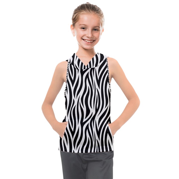 Thin Zebra Animal Print Kids  Sleeveless Hoodie