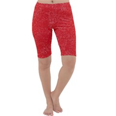 Modern Red And White Confetti Pattern Cropped Leggings 