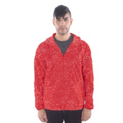 Modern Red And White Confetti Pattern Men s Hooded Windbreaker