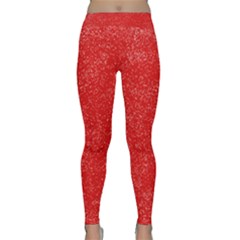 Modern Red And White Confetti Pattern Classic Yoga Leggings