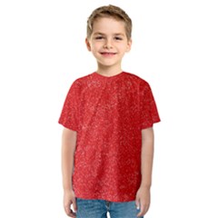 Modern Red And White Confetti Pattern Kids  Sport Mesh Tee