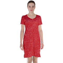 Modern Red And White Confetti Pattern Short Sleeve Nightdress