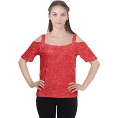 Modern Red And White Confetti Pattern Cutout Shoulder Tee