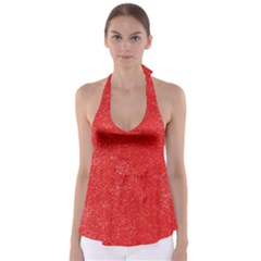 Modern Red And White Confetti Pattern Babydoll Tankini Top