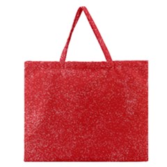 Modern Red And White Confetti Pattern Zipper Large Tote Bag