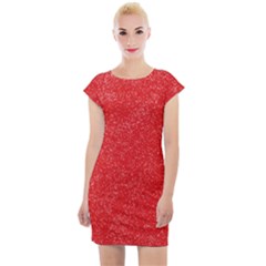 Modern Red And White Confetti Pattern Cap Sleeve Bodycon Dress