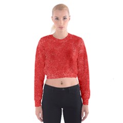 Modern Red And White Confetti Pattern Cropped Sweatshirt by yoursparklingshop